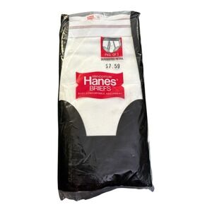 Mens VTG 1983 Hanes 3 Pk White Briefs Underwear 38 NOS Tighty Whities Red Label